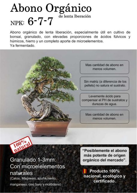 Abono orgánico de lenta liberación de bonsai 6-7-7